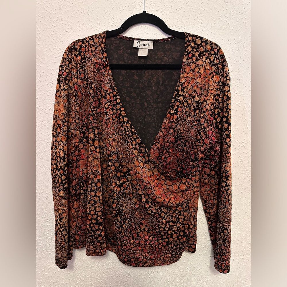 Vintage Carducci Black and Orange Wrap Long Sleeve